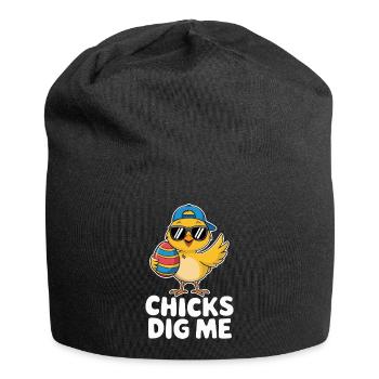 Funny Chicks Dig Me Cool Easter Day Gift - Jersey Beanie - black - Front