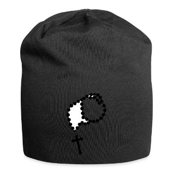 Rosary - Silhouette Reilgion Design - Jersey Beanie - black - Front