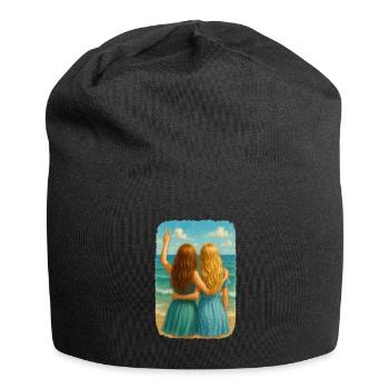 Copines au bord de la mer Design - Bonnet en jersey - noir - Devant