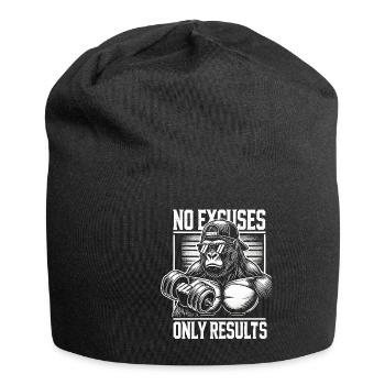 Gorilla Gym Shirt – No Excuses Only Results - Jersey-Beanie - Schwarz - Vorne