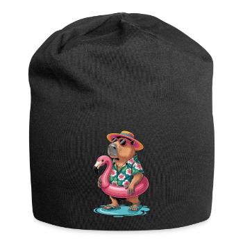 Capybara On Summer Vacation - Jersey Beanie - black - Front