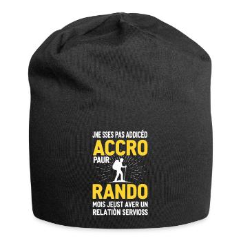 t shirt humor hiking addicted rando man gift - Jersey Beanie - black - Front