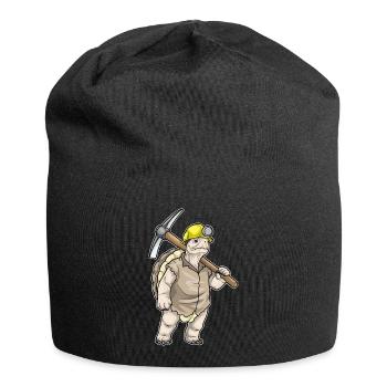 Schildkröte Bergarbeiter Spitzhacke Bergbau - Jersey-Beanie - Schwarz - Vorne