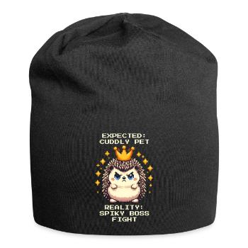 Stacheliger Bosskampf | lustiger Igel Spruch - Jersey Beanie - black - Front