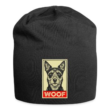 Affiche de propagande WOOF Amoureux des chiens Chien drôle - Bonnet en jersey - noir - Devant
