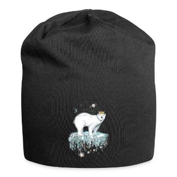 Majestätischer Eisbär mit Krone auf Eisscholle - Jersey-Beanie - Schwarz - Vorne