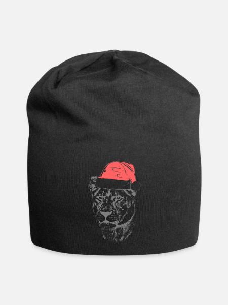 Lioness Christmas Hat - Jersey Beanie - black