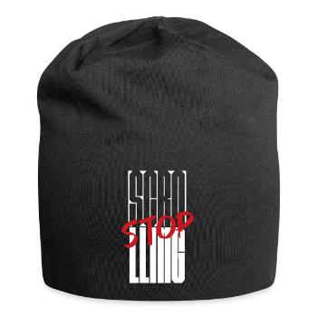 Stoppen Sie das Scrollen Typografie-Design - Jersey-Beanie - Schwarz - Vorne