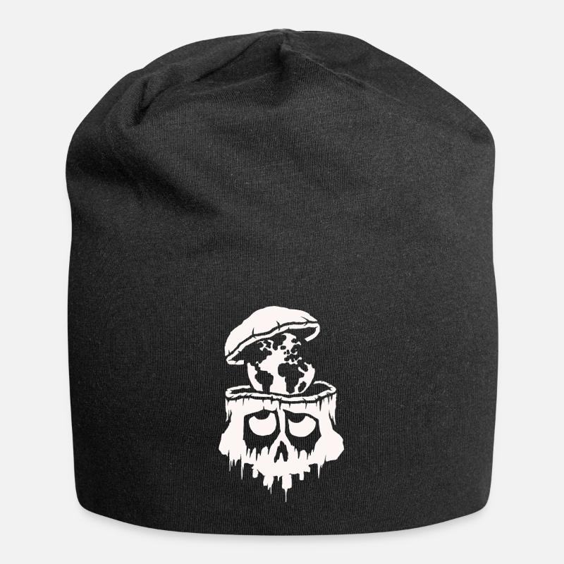 Skull denkt über das Überleben der Erde nach - Jersey-Beanie - Schwarz