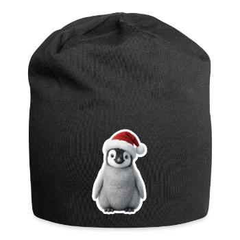 Kleiner Pinguin im Winterzauber - Jersey-Beanie - Schwarz - Vorne