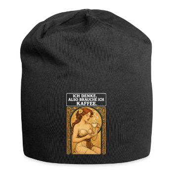 Pin-up woman with coffee in Art Nouveau style - Jersey Beanie - black - Front