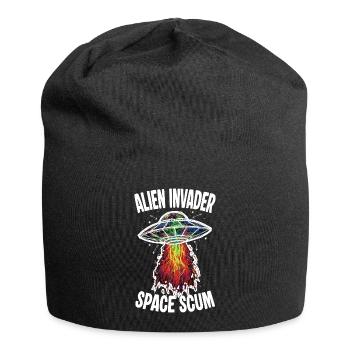 UFO Alien Invader Space Scum Scribble - Jersey Beanie - black - Front