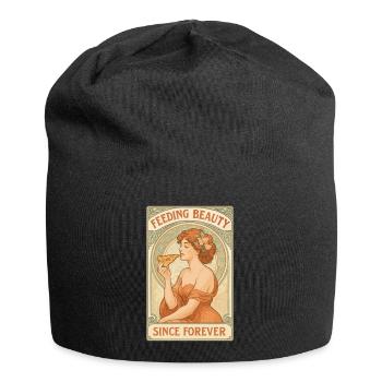 Pizza pin-up dans le style Art nouveau – pastel vintage - Bonnet en jersey - noir - Devant