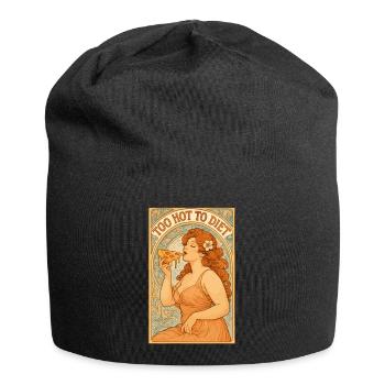 Art nouveau Pin-Up : Pizza – Trop chaud pour être diété. - Bonnet en jersey - noir - Devant