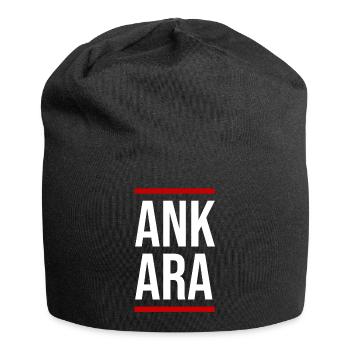 Ankara Bold Block Typography - Jersey Beanie - black - Front