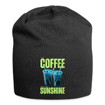 "Iced Coffee & Sunshine Everyday" Colorful Coffee - Jersey Beanie - black - Front