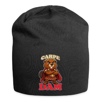 Carpe Dam Funny Roman Beaver Latin Pun History - Jersey Beanie - black - Front
