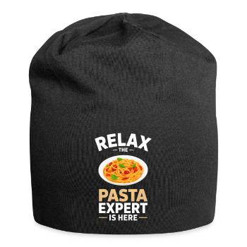 Cadeau spaghettis pâtes et nouilles - Bonnet en jersey - noir - Devant