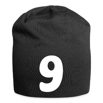 Neun: Minimalistische Ziffer 9 | Neunter - Jersey-Beanie - Schwarz - Vorne