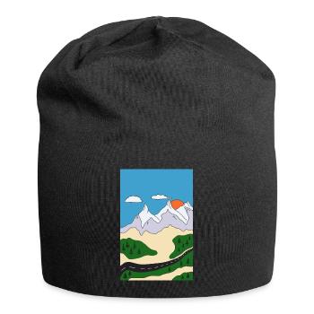 Coucher de soleil dans un paysage montagneux - Bonnet en jersey - noir - Devant