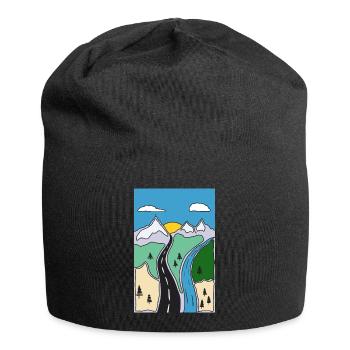Mountain River Landscape - Jersey Beanie - black - Front