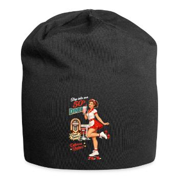 50s Diner Pin-Up on Roller Skates - Jersey Beanie - black - Front