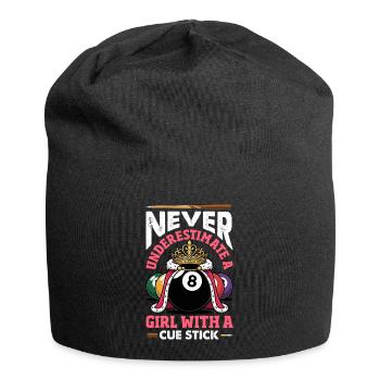 Unterschaetze Niemals Ein Maedchen Pool Queue - Jersey-Beanie - Schwarz - Vorne