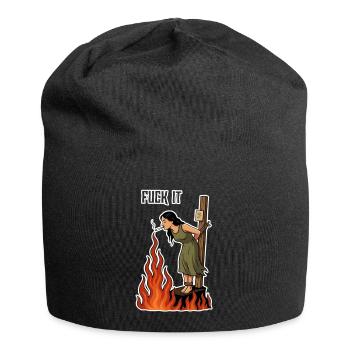 Fuck It – Hexe mit Zigarette Cartoon - Jersey-Beanie - Schwarz - Vorne