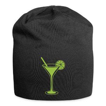 Grünes Limetten-Cocktailglas Silhouette - Jersey-Beanie - Schwarz - Vorne