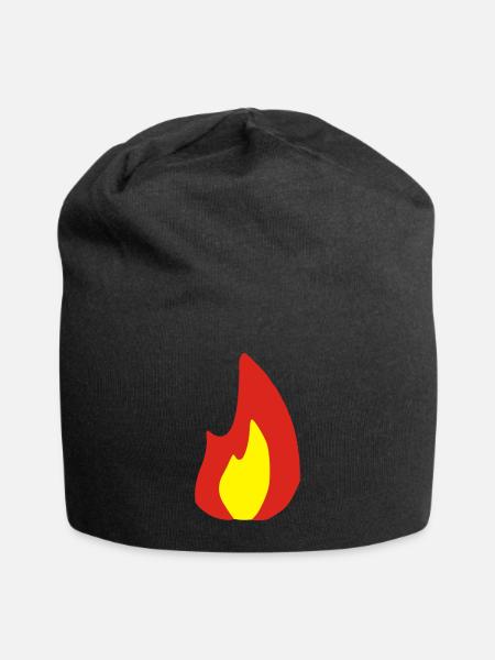 Fire - Flame - Hot - Burn - Jersey Beanie - black