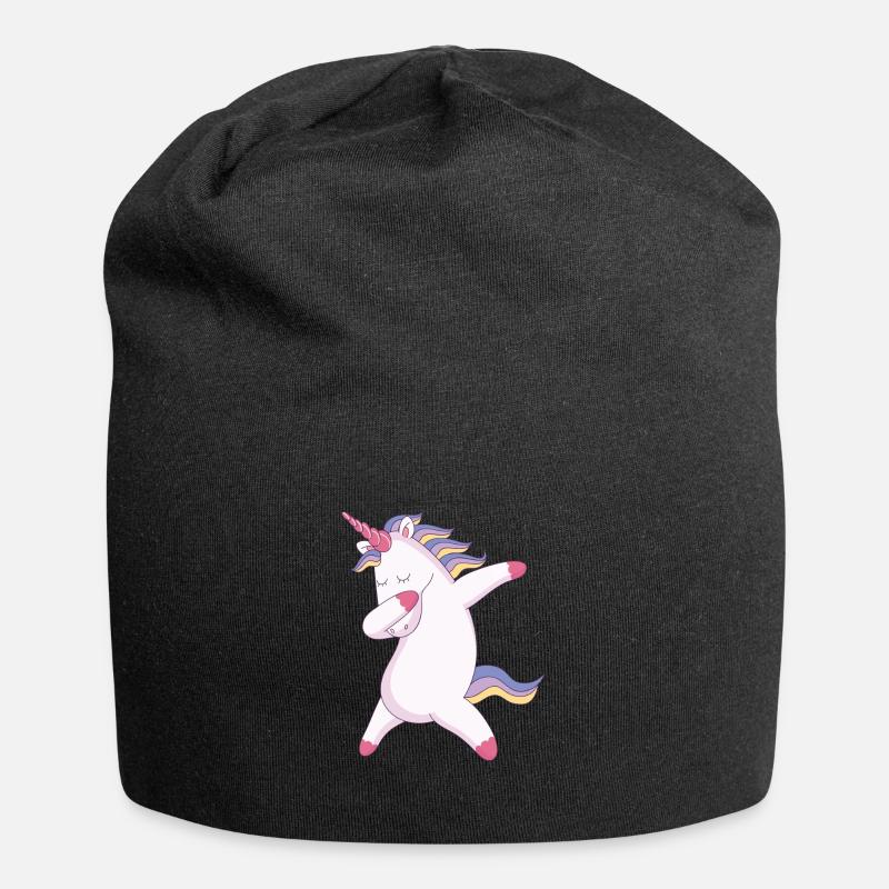 Einhorn - Jersey-Beanie - Schwarz