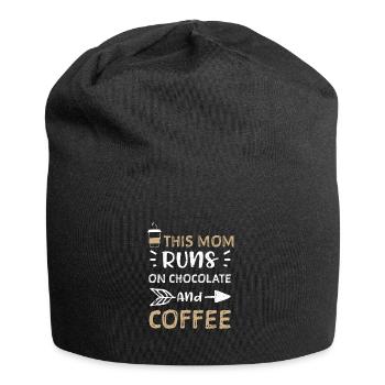 Cette maman fonctionne sur le chocolat et c... - Bonnet en jersey - noir - Devant