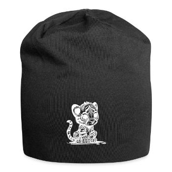 Small tiger with cute striped pattern - Jersey Beanie - black - Front