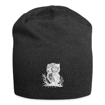 Süsser kleiner vintager Kautz auf einem Ast - Jersey-Beanie - Anthrazit - Vorne