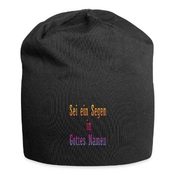 Sei ein Segen in Gottes Namen - Jersey-Beanie - Schwarz - Vorne