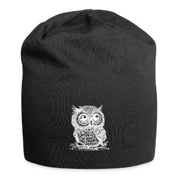 Süsse Eule - Kleiner Kauz - Jersey-Beanie - Schwarz - Vorne