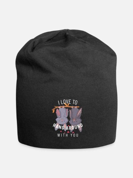 Valentinstag Fledermäuse Spruch - Jersey-Beanie - Schwarz