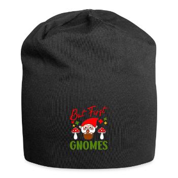 But First Gnomes Gnome Idée de cadeau amusante pour nain de pelouse - Bonnet en jersey - noir - Devant