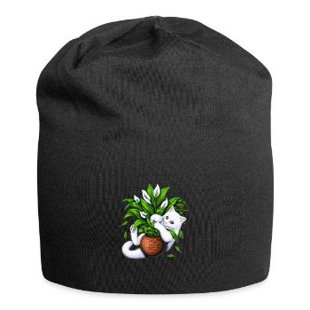 Chat et plantes d’intérieur - Bonnet en jersey - noir - Devant