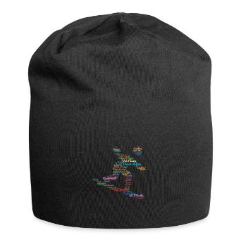 Skigebiete, Wortwolke, Snowboard - Jersey-Beanie - Schwarz - Vorne