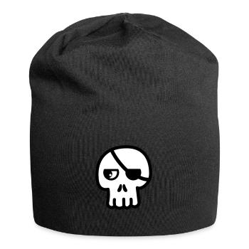 Totenkopf Augenklappe Kawaii - Jersey-Beanie - Schwarz - Vorne