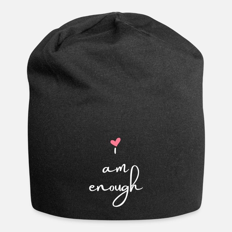 I am enough - weiß - Jersey-Beanie - Schwarz