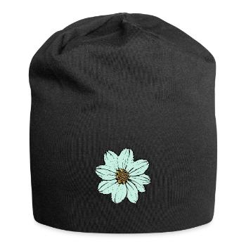 Flower, light blue, blue flower - Jersey Beanie - black - Front