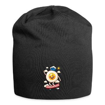 Flaches Ei Skateboard - Jersey-Beanie - Schwarz - Vorne
