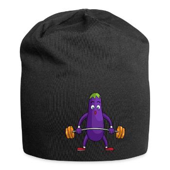 Eggplant Vegetables Healthy Gift Lifting Weights - Jersey Beanie - black - Front