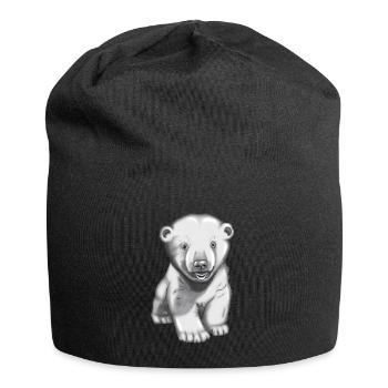 Chemise ours polaire dessinée à la main - Bonnet en jersey - noir - Devant