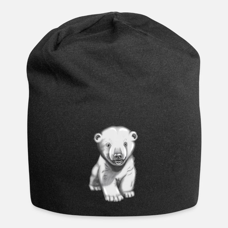 Polar bear hand drawn polar bear shirt - Jersey Beanie - black