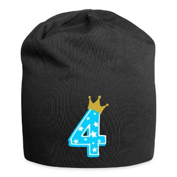 4 crown 4th birthday 4 years - Jersey Beanie - black - Front