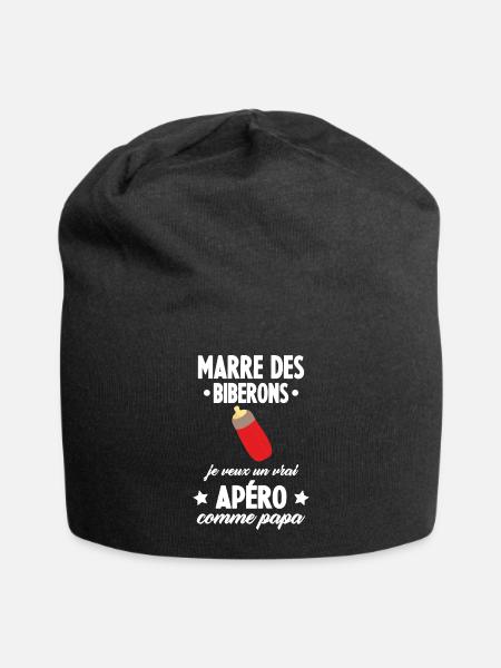 Marre des biberons, cadeau naissance, grossesse - Bonnet en jersey - noir