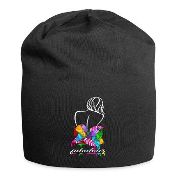 Frau mit Federn und Farbe, fabelhaft - Jersey-Beanie - Schwarz - Vorne
